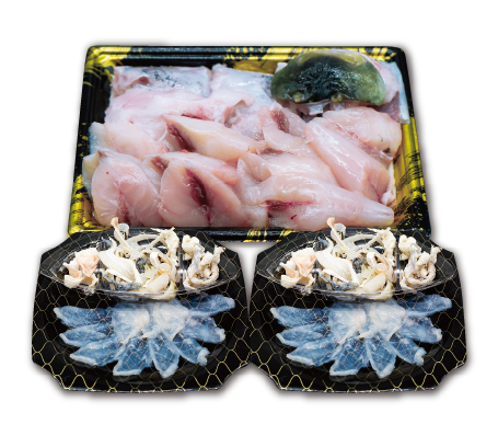 日本海で育ったフグ鍋にトラフグの刺身セット